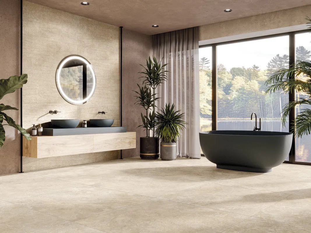 Salle de bain en céramique au plancher et murale