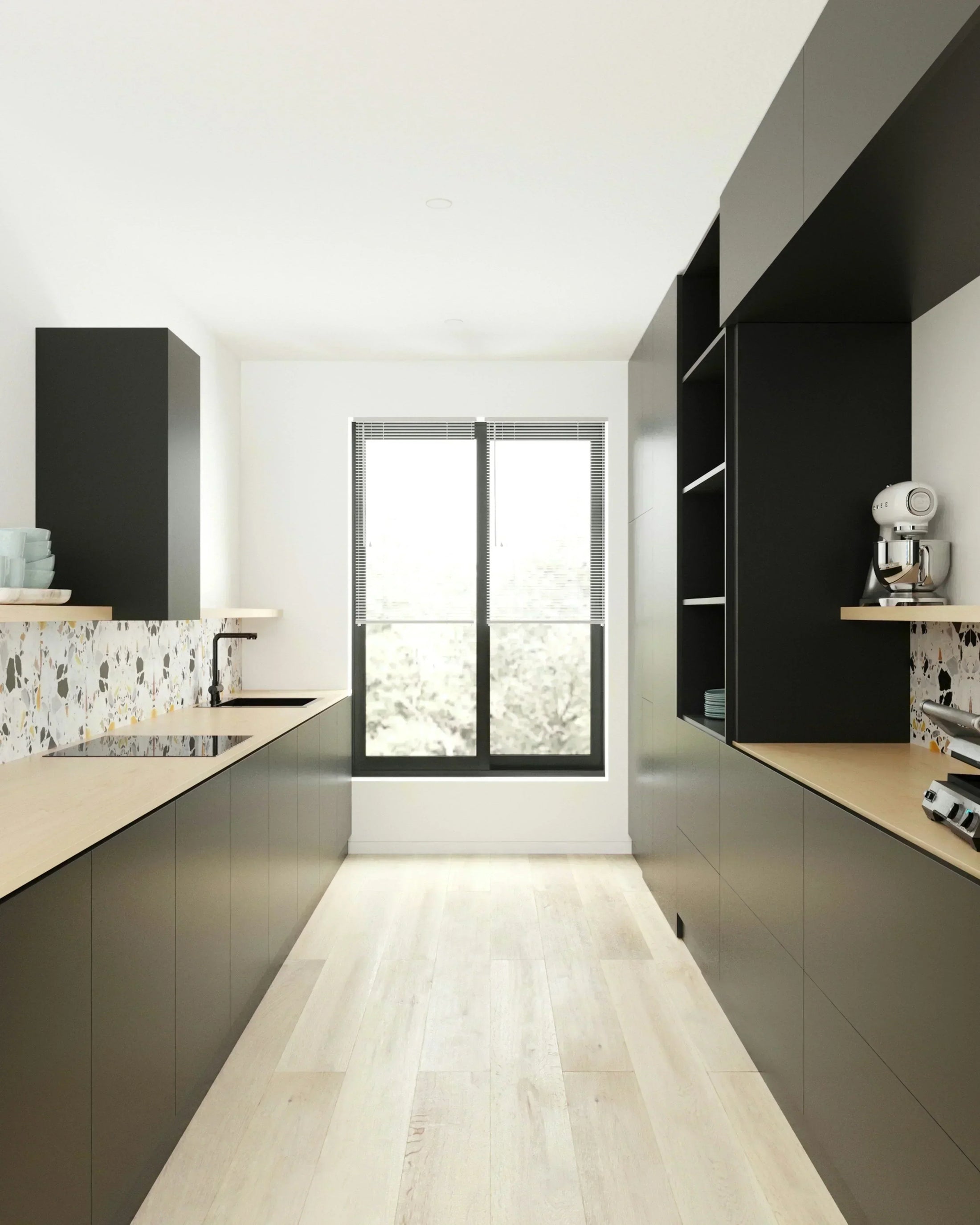 plancher bois franc cuisine moderne chêne naturel blanchi