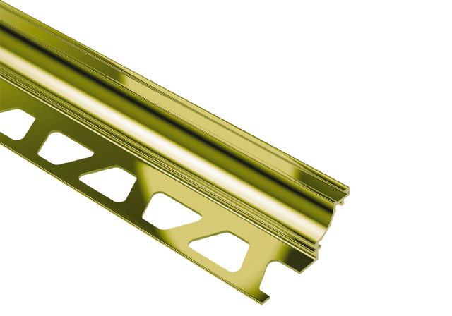 Schluter DILEX-AHK Profilé à gorge avec un rayon de 3/8" Aluminium anodisé Laiton poli 1/2" x 8' 2-1/2"