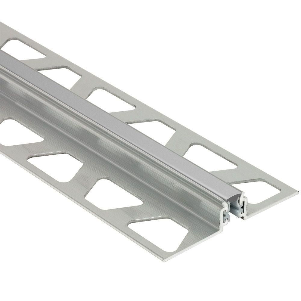 Schluter DILEX-AKWS profilé de joint de surface, zone PVC 1/4 pouce, aluminium gris classique 3/8 pouce (10 mm) x 8 pi 2-1/2 po
