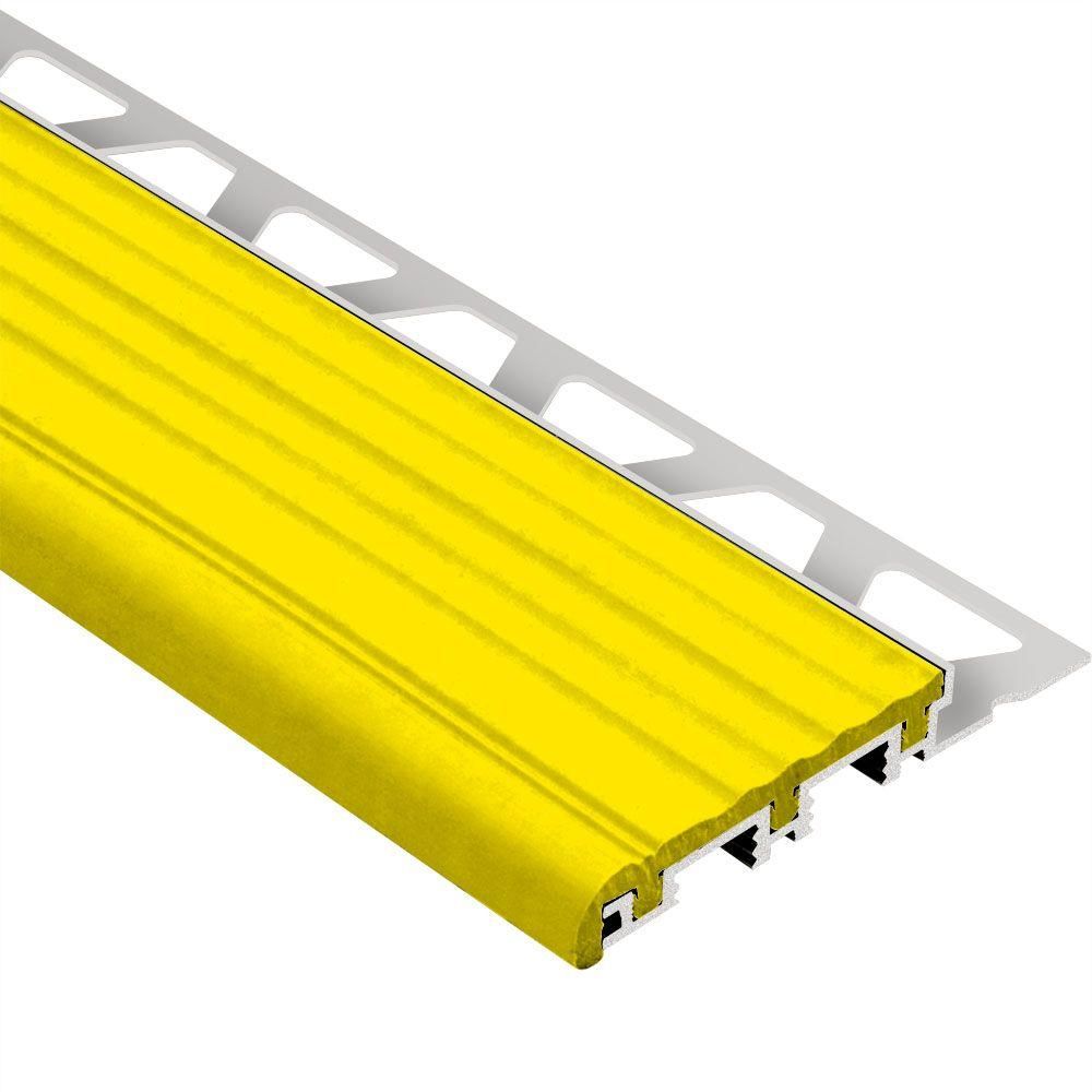 Schluter TREP-B Profilé pour nez de marche - aluminium avec un insert jaune 2-1/8" x 1/2" (12 mm) x 8' 2-1/2"