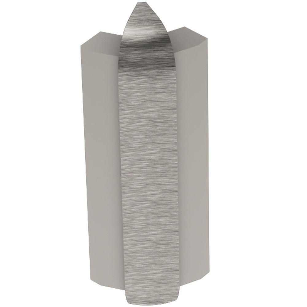 Schluter RONDEC-STEP Coin extérieur 135° avec ailette verticale de 1-1/2" - aluminium anodisé nickel brossé 3/8" (10 mm)