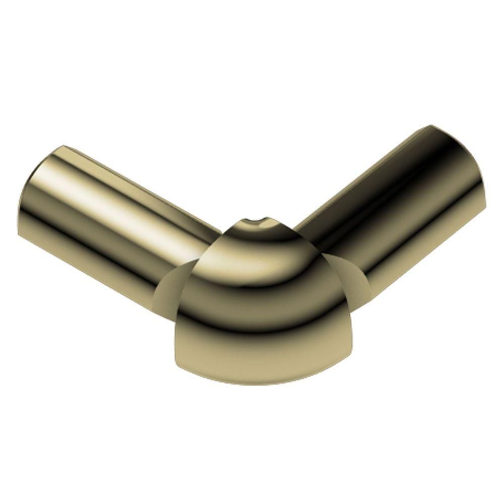 Schluter RONDEC Coin extérieur à 2 bouts 90° - aluminium anodisé laiton poli 3/8" (10 mm)