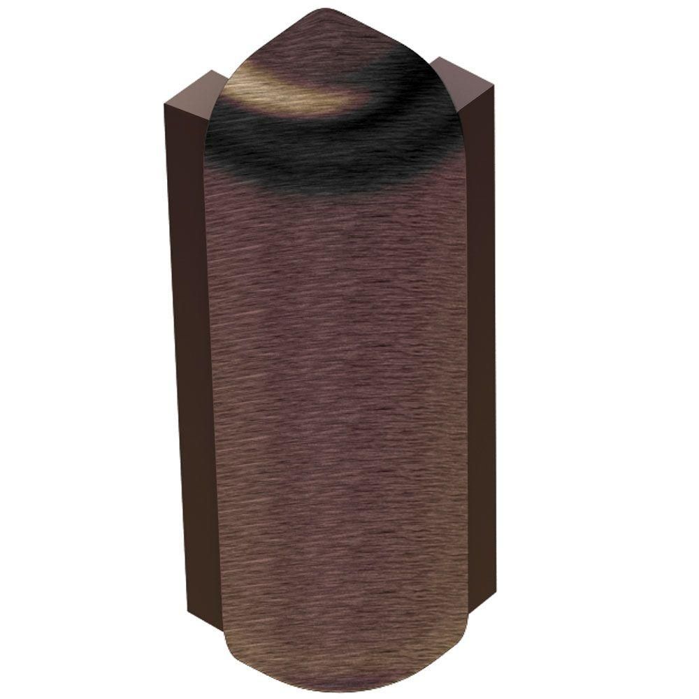 Schluter RONDEC-STEP Coin extérieur 90° avec ailette verticale de 1-1/2" - aluminium anodisé bronze antique brossé 5/16" (8 mm)