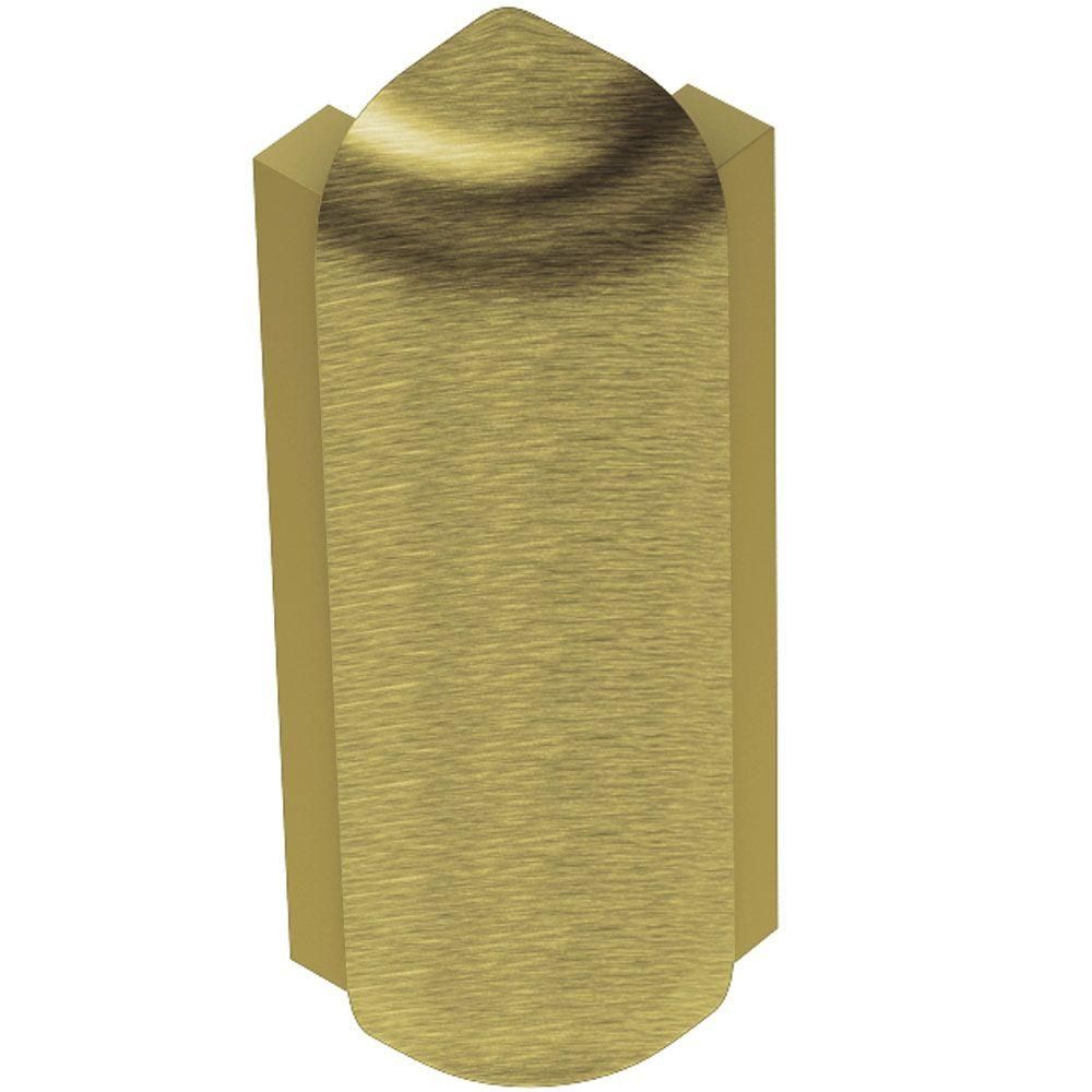 Schluter RONDEC-STEP Coin extérieur 90° avec ailette verticale de 1-1/2" - aluminium anodisé laiton brossé 5/16" (8 mm)