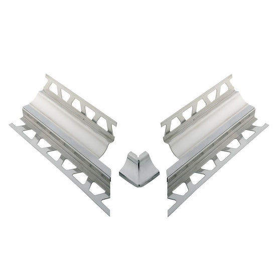 Schluter DILEX-HKS Ensemble de coin extérieurs 90° avec un radius de 23/32" - acier inoxydable (V2) gris classique 3/8" x 11/32"