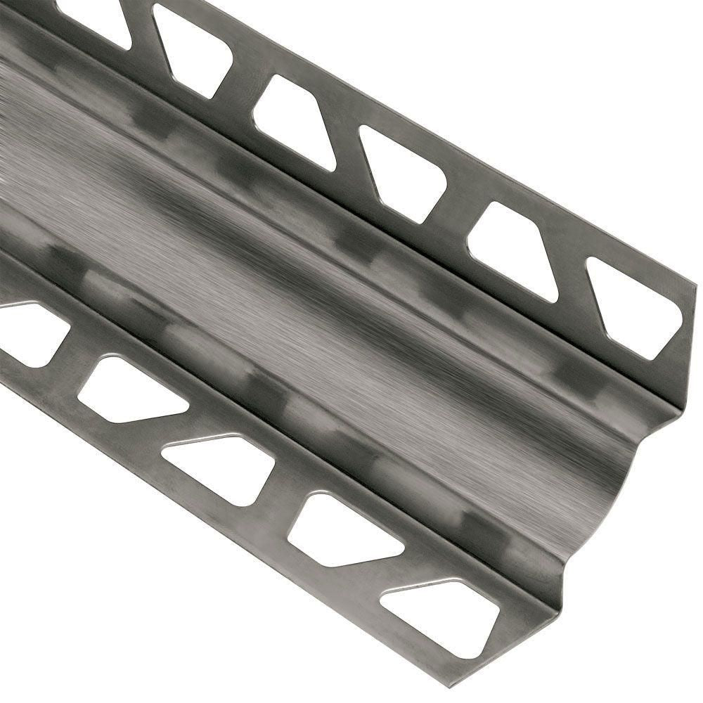 Schluter DILEX-EHK Profilé à gorge avec un radius de 23/32" - acier inoxydable (V2) brossé 9/32" (7 mm) x 9/32" x 8' 2-1/2"