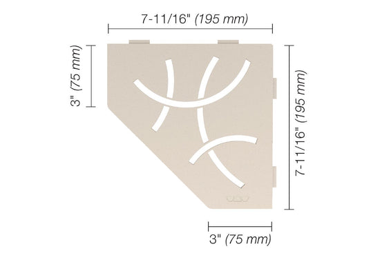 Schluter SHELF-E Étagère de coin pentagonale modèle Curve aluminium ivoire