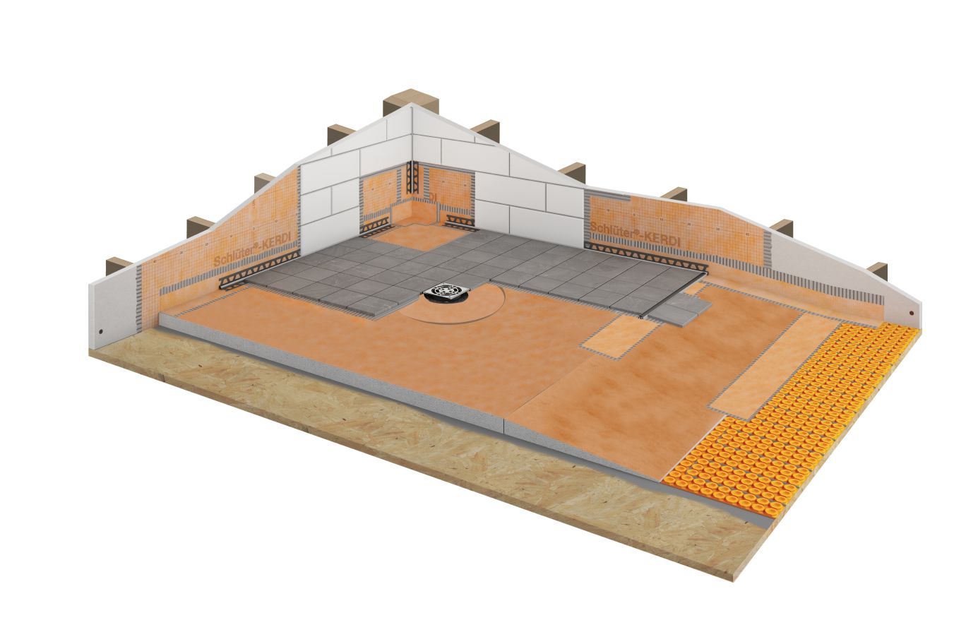 Schluter KERDI-SHOWER-R Rampe de douche préfabriquée 1-1/4" x 48" x 12"