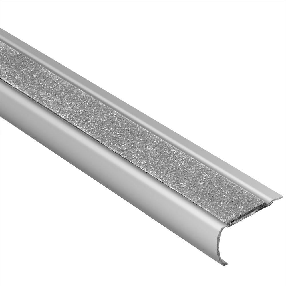 Schluter TREP-GK-B Profilé de rénovation pour nez de marche avec bande antidérapante transparente - acier inoxydable (V2) brossé 2-3/8" (59 mm) x 4' 11"