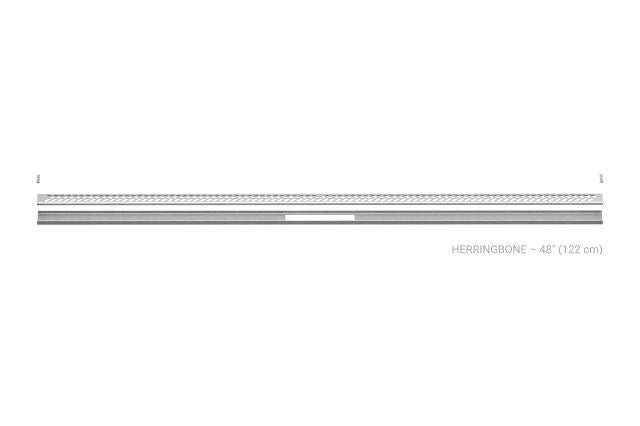 Schluter KERDI-LINE-VARIO Drain linéaire encastré avec design de grille Herringbone - acier inoxydable (V4) brossé 1-1/16" x 48"