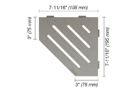Schluter SHELF-E Étagère de coin pentagonale modèle Wave - aluminium gris pierre