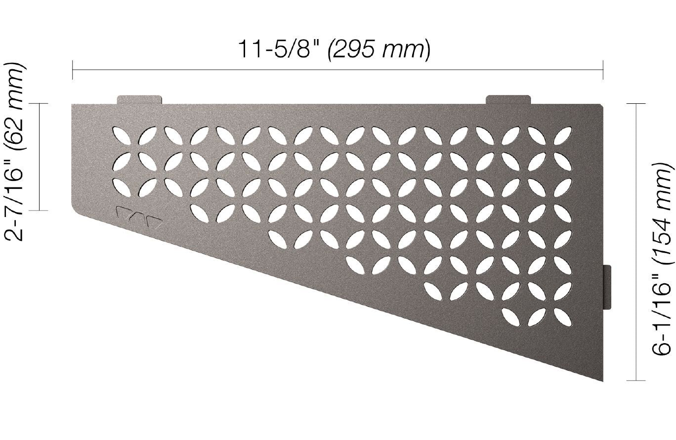 Schluter SHELF-E Étagère de coin quadrilatérale modèle Floral aluminium étain