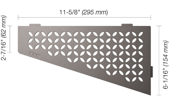 Schluter SHELF-E Étagère de coin quadrilatérale modèle Floral aluminium étain