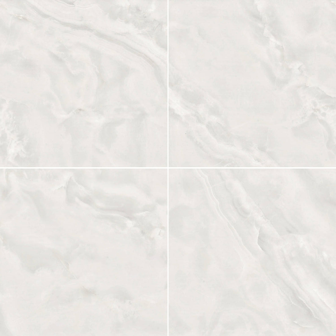 Carreaux de céramique Collection Serena 24 po x 24 po Bianco poli — surface brillante, ton blanc uni