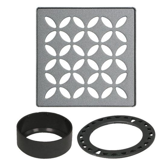 Schluter KERDI-DRAIN Ensemble de grille carrée Floral acier inoxydable (V2) étain 4"
