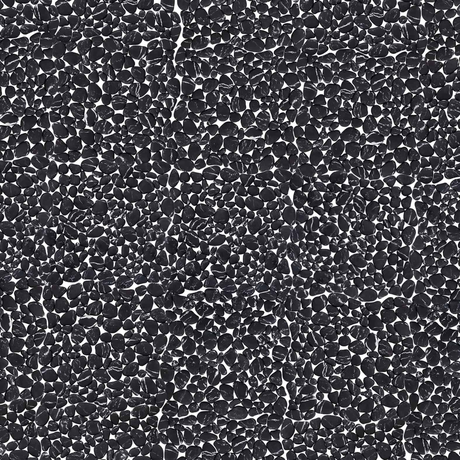 Carreaux de céramique Collection Brook Mosaïque 12 x 12 po — motif pebble Nero Marquina noir marbré à veines blanches