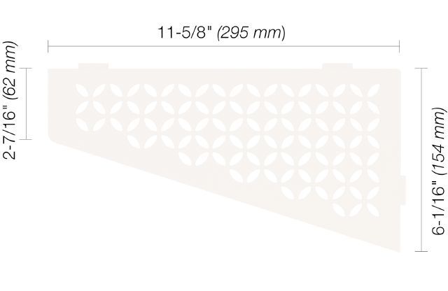 Schluter SHELF-E Étagère de coin quadrilaterale modèle Floral - aluminium blanc mat