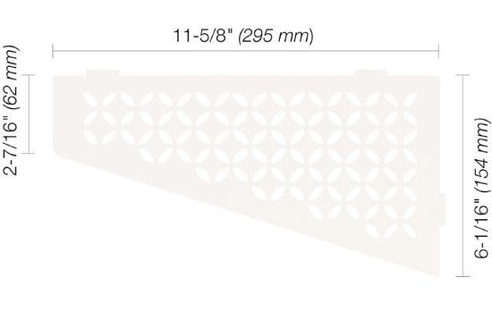 Schluter SHELF-E Étagère de coin quadrilaterale modèle Floral - aluminium blanc mat