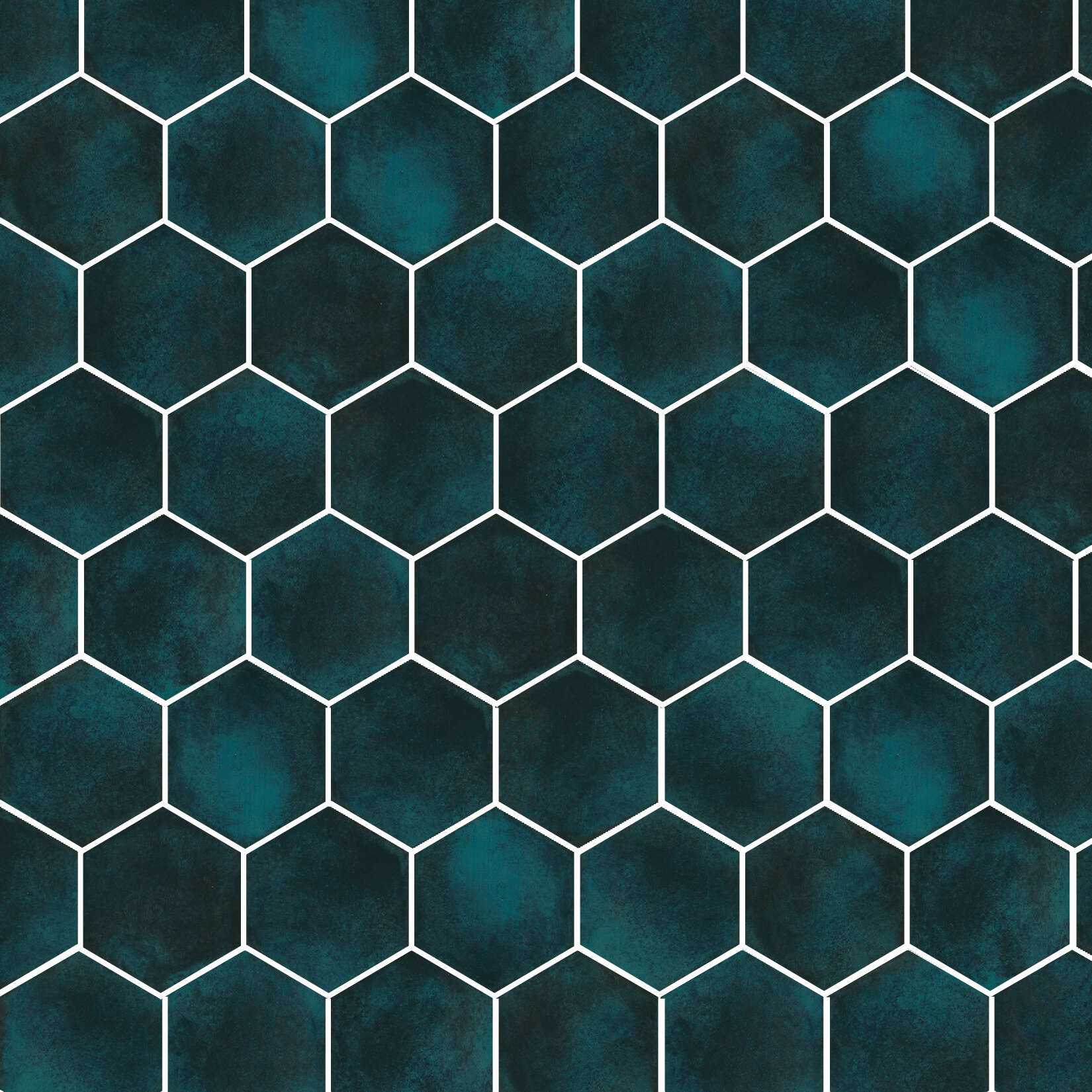 Carreaux de céramique Collection Ossido 6x7 po He x Oceano lustré bleu-gris marbré