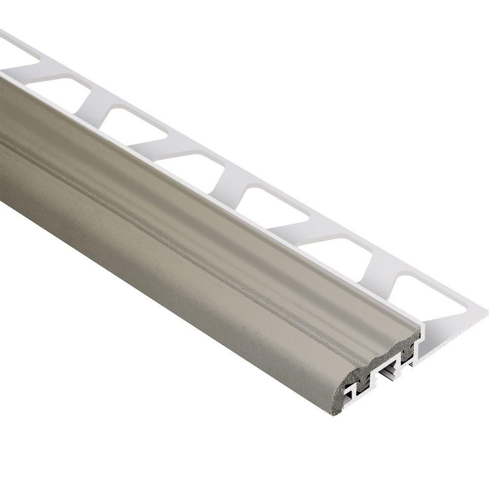 Schluter TREP-S Profilé de nez de marche avec insert gris - aluminium et plastique PVC 1-1/32" x 4' 11" x 1/2" (12.5 mm)