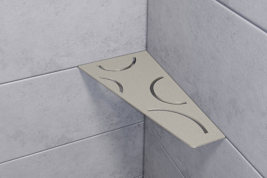 Schluter SHELF-E Étagère de coin quadrilatérale modèle Curve aluminium anthracite foncé
