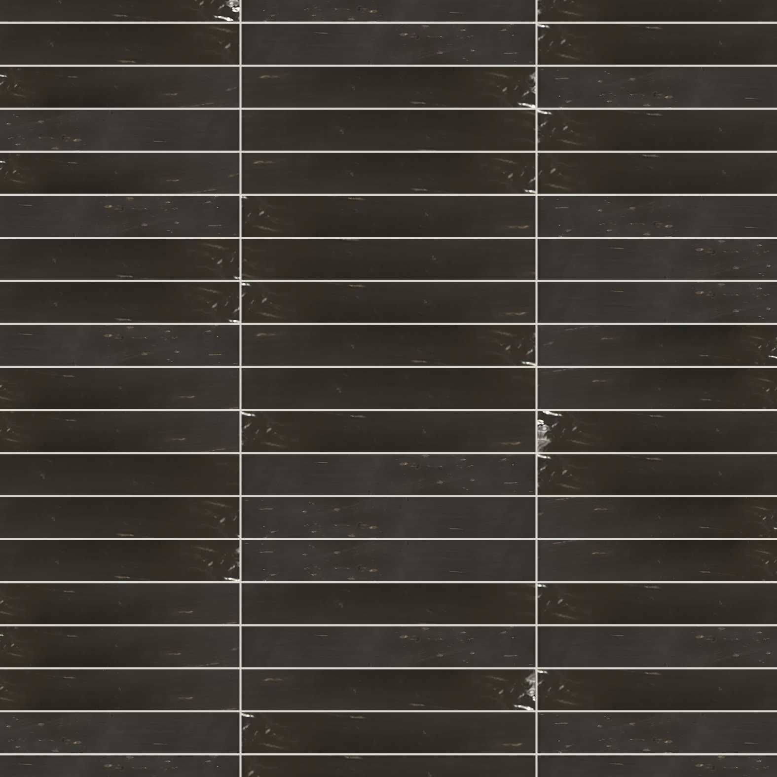 Carreaux de céramique Collection Manacor 2.5 po x 16 po, noir lustré, format rectangulaire