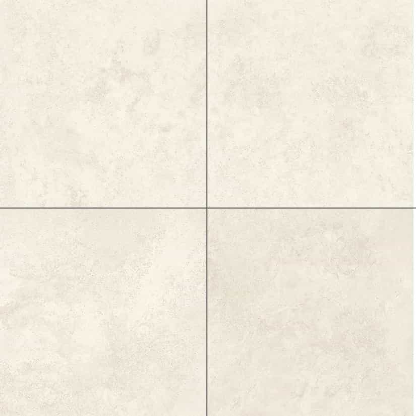 Carreaux de céramique Collection Marvel Travertine 24x24 po Cross Cut blanc mat aspect travertin