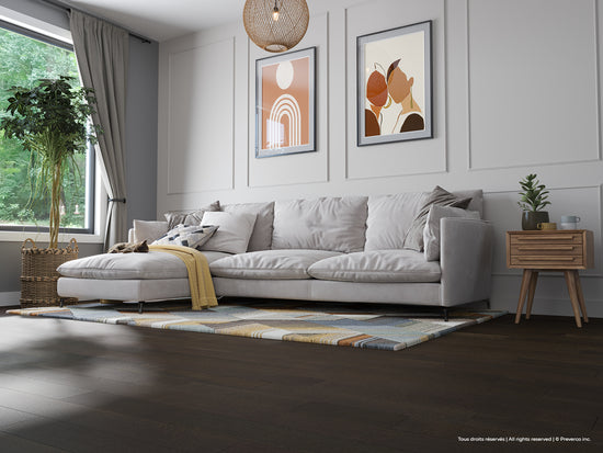 Preverco Bois d'ingénierie Max19 Chêne blanc SQ Nuance Tribeca mat, lames 5-1/8 po x 3/4 po