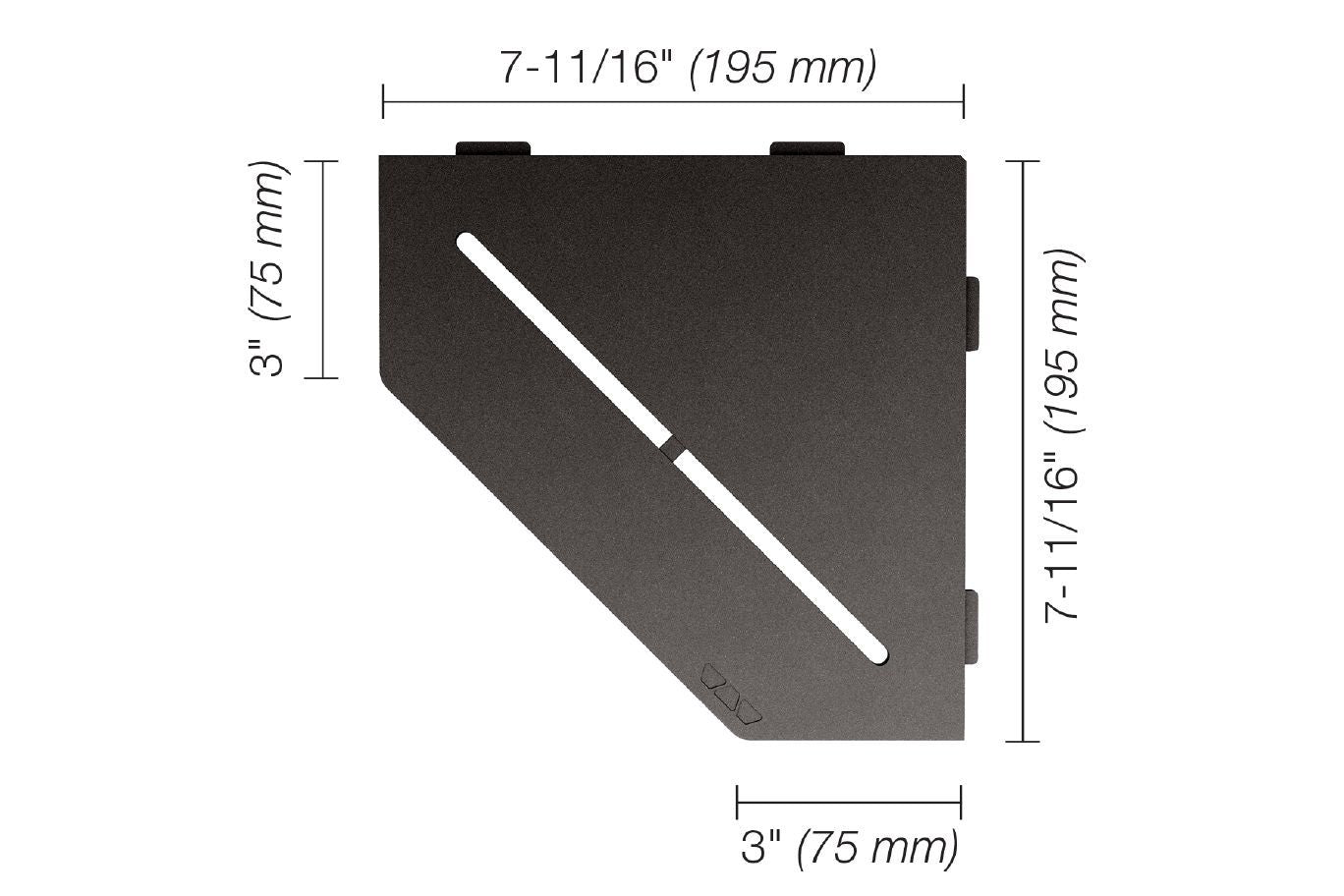Schluter SHELF-E Étagère de coin pentagonale modèle Pure aluminium anthracite foncé