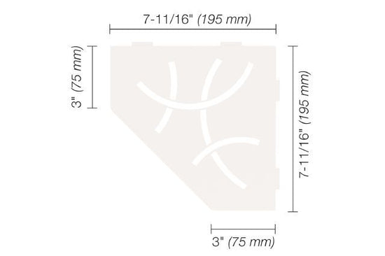 Schluter SHELF-E Étagère de coin pentagonale modèle Curve - aluminium blanc mat