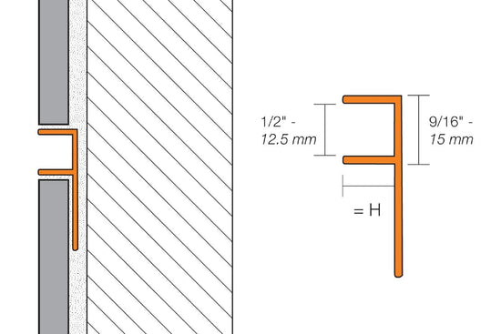 Schluter DECO-SG Profilé décoratif de protection à rainure aluminium anodisé gris pierre 1/2" (12.5 mm) x 1/2" x 8' 2-1/2"