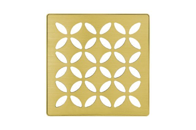 Schluter KERDI-DRAIN Ensemble de grille carrée Floral - acier inoxydable (V2) or classique brossé 4"