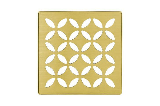 Schluter KERDI-DRAIN Ensemble de grille carrée Floral - acier inoxydable (V2) or classique brossé 4"