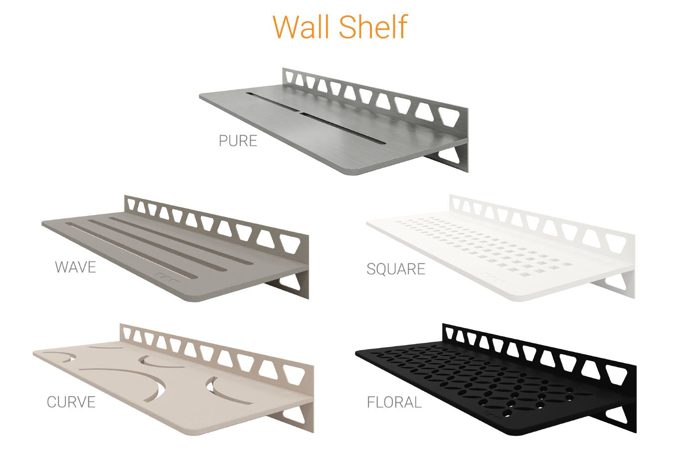 Schluter SHELF-W Étagère murale rectangulaire modèle Wave aluminium étain