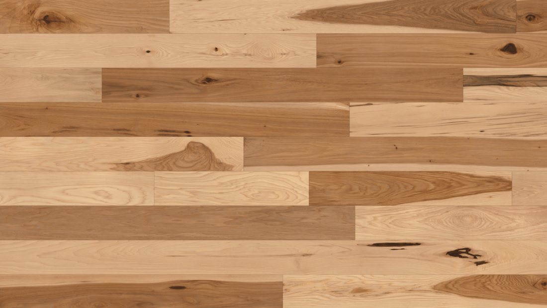 Preverco Bois d'ingénierie Flex19 Hickory V+ naturel satiné, lame 4-3/8 po x 3/4 po, grain hickory visible