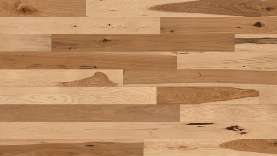 Preverco Bois d'ingénierie Flex19 Hickory V+ naturel satiné, lame 4-3/8 po x 3/4 po, grain hickory visible