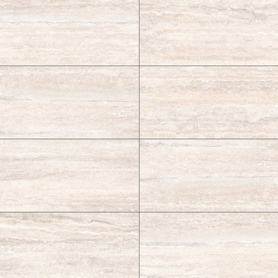 Carreaux de céramique Collection Travertino 12 po x 24 po Avorio aspect travertin ivoire veiné