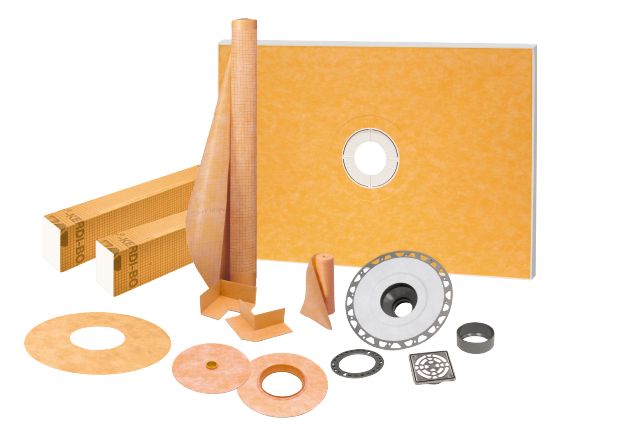 Schluter KERDI-SHOWER-KIT Ensemble de douche avec position de sortie centrée KERDI-SHOWER-KIT avec 2" PVC bride et acier inoxydable gille 38" x 60"