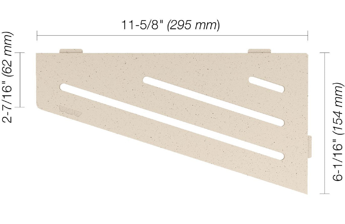 Schluter SHELF-E Étagère de coin quadrilatérale modèle Wave aluminium ivoire