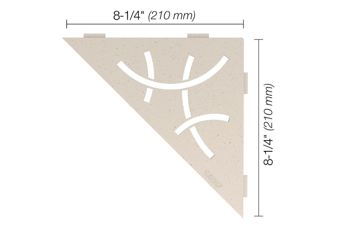 Schluter SHELF-E Étagère de coin triangulaire modèle Curve aluminium ivoire