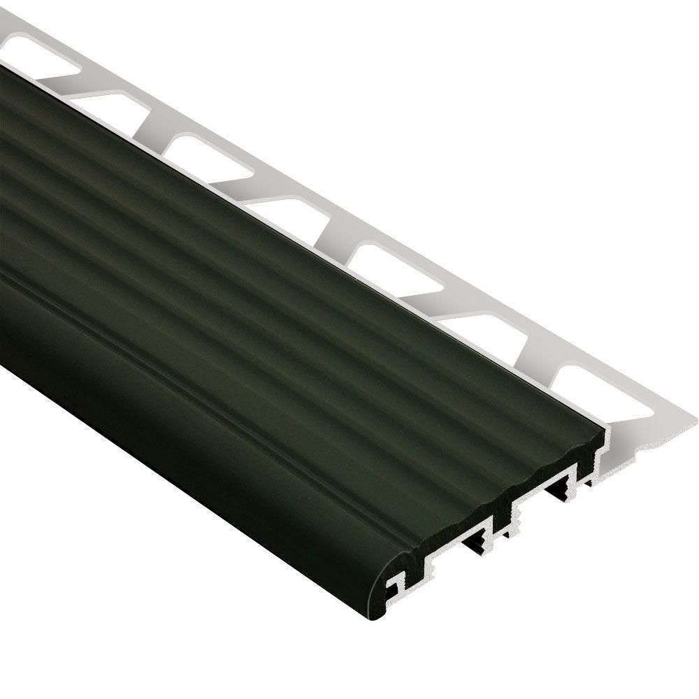 Schluter TREP-B Profilé pour nez de marche - aluminium avec un insert noir 2-1/8" x 1" (25 mm) x 8' 2-1/2"