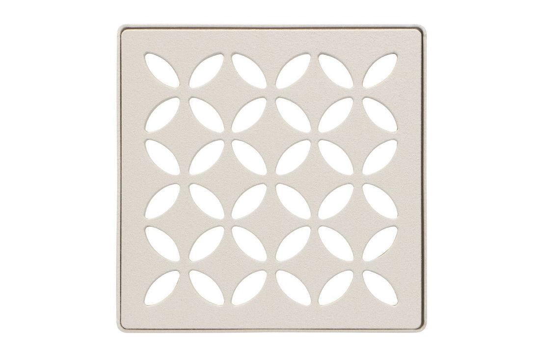 Schluter KERDI-DRAIN Ensemble de grille carrée Floral acier inoxydable (V2) ivoire 4"