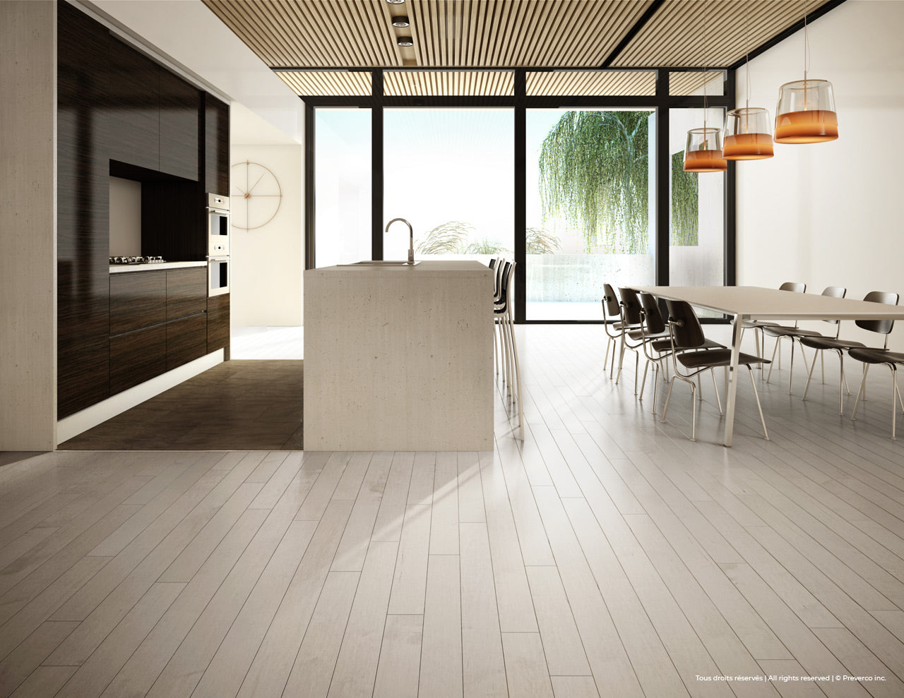 Preverco Bois d'ingénierie Flex19 Érable Nuance Sky satiné, planche 4-3/8 po x 3/4 po