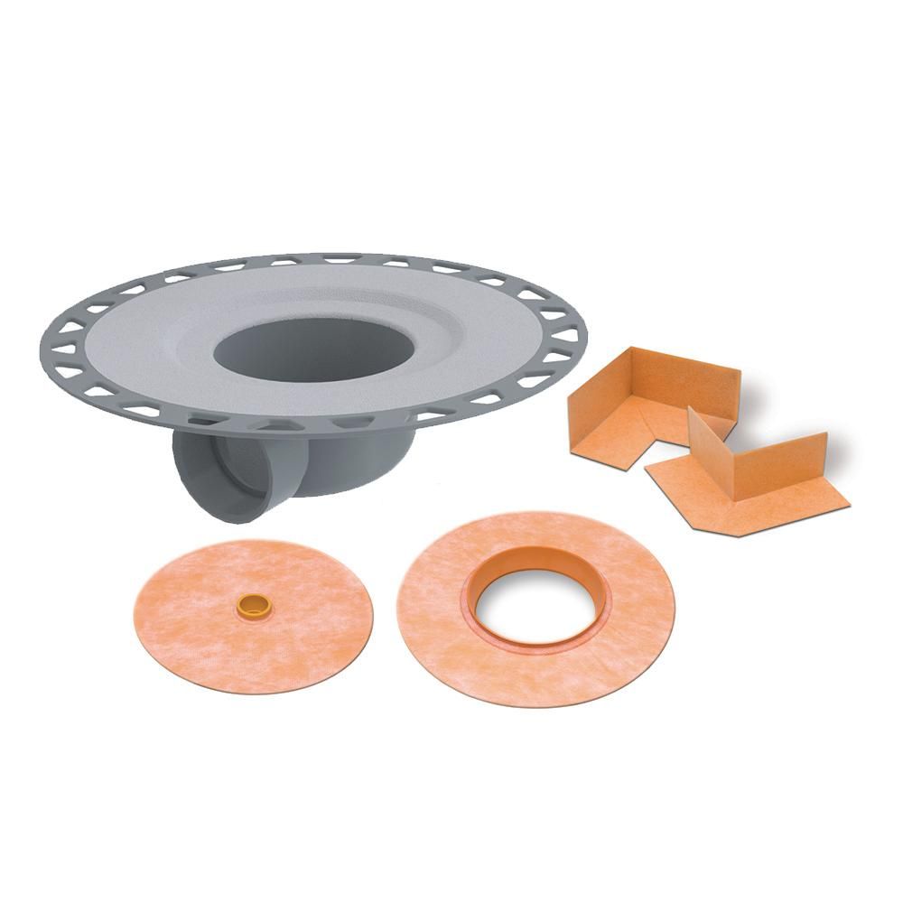 Schluter KERDI-DRAIN-H Ensemble de bride avec sortie horizontale avec coins et manchons - plastique PVC