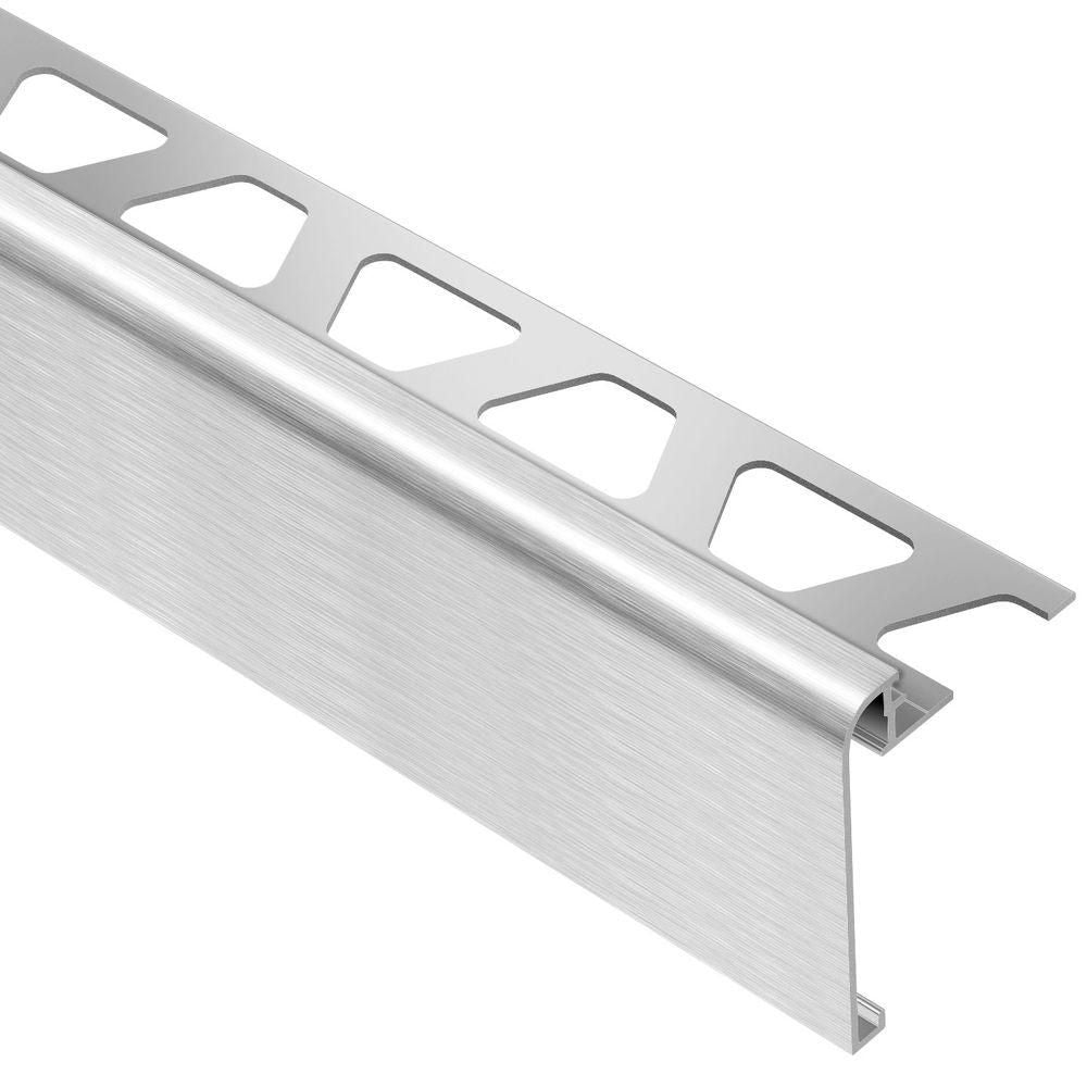 Schluter RONDEC-STEP Profilé de finition et protection des rebords avec ailette verticale de 2-1/4" - aluminium anodisé chrome brossé 5/16" (8 mm) x 8' 2-1/2"