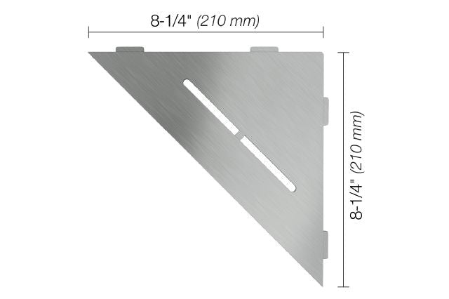 Schluter SHELF-E Étagère de coin triangulaire modèle Pure - acier inoxydable (V2) brossé