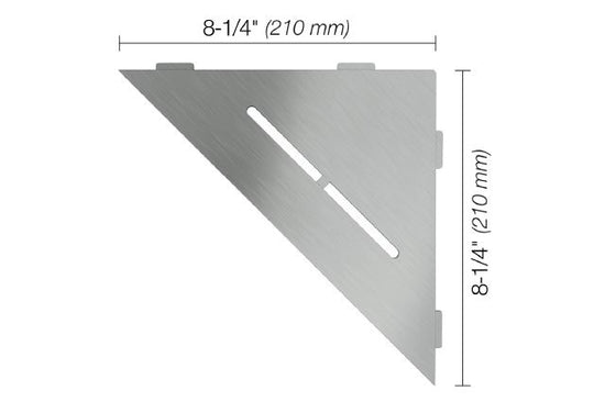 Schluter SHELF-E Étagère de coin triangulaire modèle Pure - acier inoxydable (V2) brossé