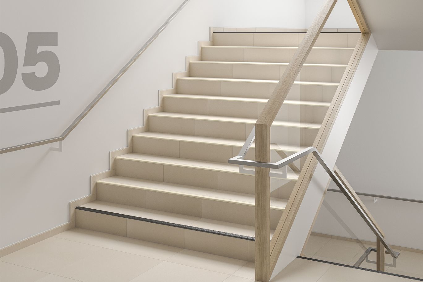 Schluter TREP-V 60 Profilé pour nez de marche aluminium anodisé avec insert anti-dérapant en PVC gris pierre 1/2" (12.5 mm) x 2-3/8" (60 mm) x 6' 7"