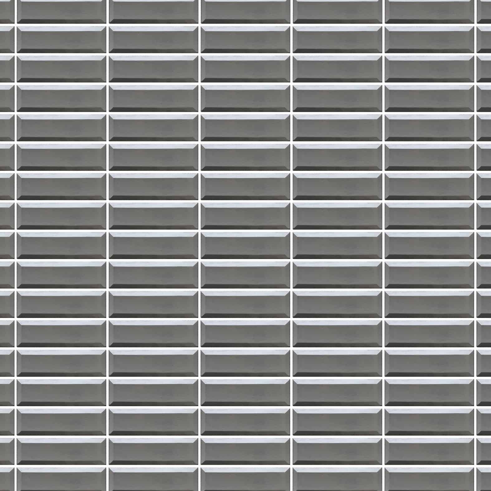 Carreaux de céramique Collection Diamante 2 po x 8 po Hématite — rectangulaires gris métallisé, fini brillant